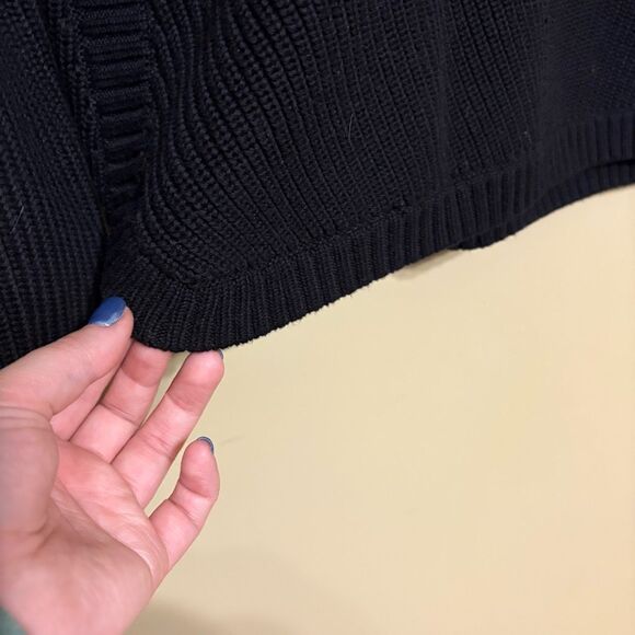 Talbots Women’s Black Cotton Blend Ribbed Cowl Neck Sweater Petite Medium - Picture 3 of 10